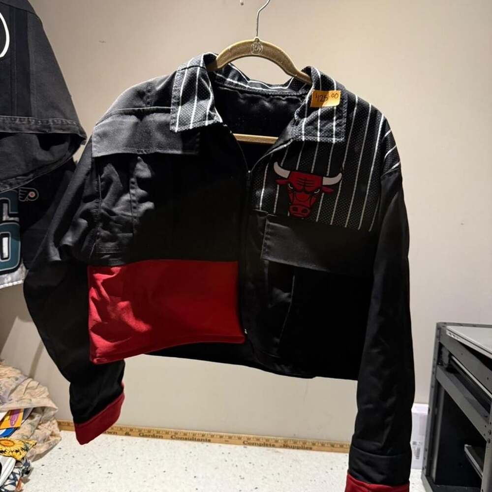 Fabric Fixtion Custom Upcycled Chicago Bulls Cropped Jacket